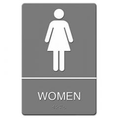 ADA PLASTIC RESTROOM SIGN WOMEN 6x9 GRAY