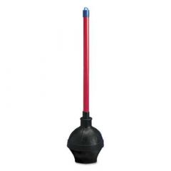 TOILET PLUNGER PLASTIC HANDLE 18"" RED/BLACK 6/CS