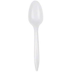 TEASPOON MED WGT PP BULK 6"""" WHT 1000/CS