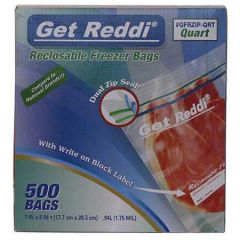 RESEALABLE FREEZER BAG QUART 7X8 2.70MIL 500/CS