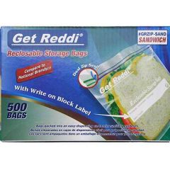 RESEALABLE STORAGE BAG, SANDWICH 6.5X5.93 1.20MIL 500/CS