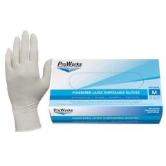 PROWORKS LATEX GLOVE POWDERED L 10/100