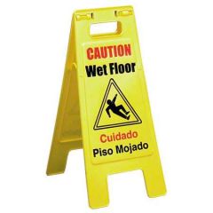 WET FLOOR SIGN ENGLISH SPANISH YELLOW 6/CS